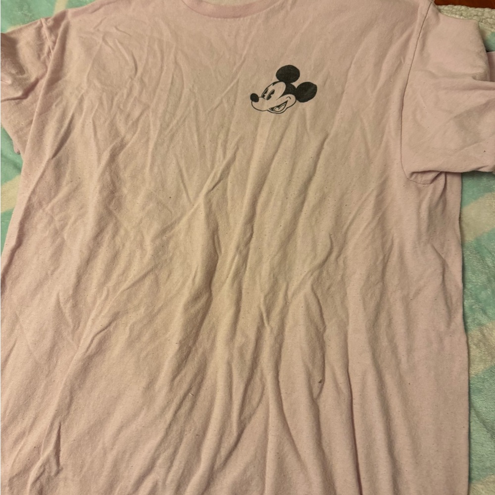 Disney Light Pink Crew Neck T-Shirt with Subtle Black Graphic